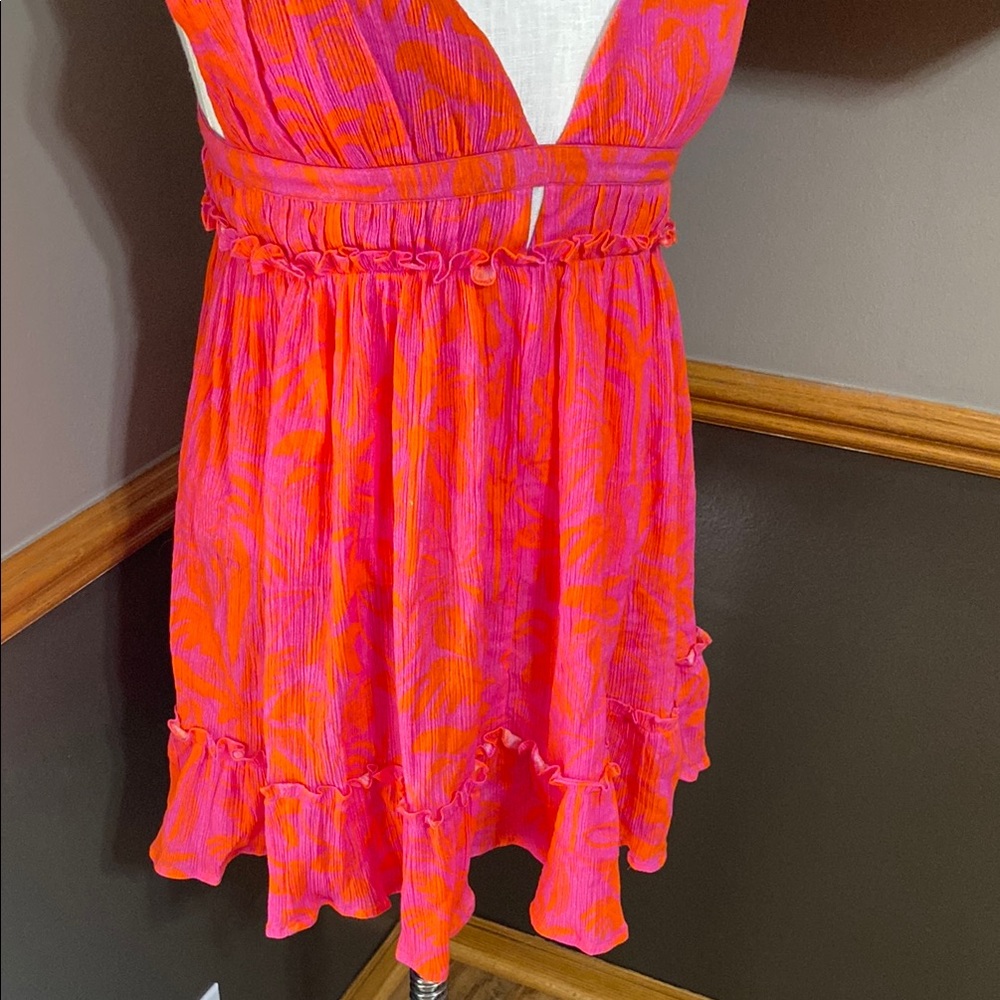 PQ swim pink & orange DEL Daphne mini dress swim suit coverup size M/L - Picture 6 of 13